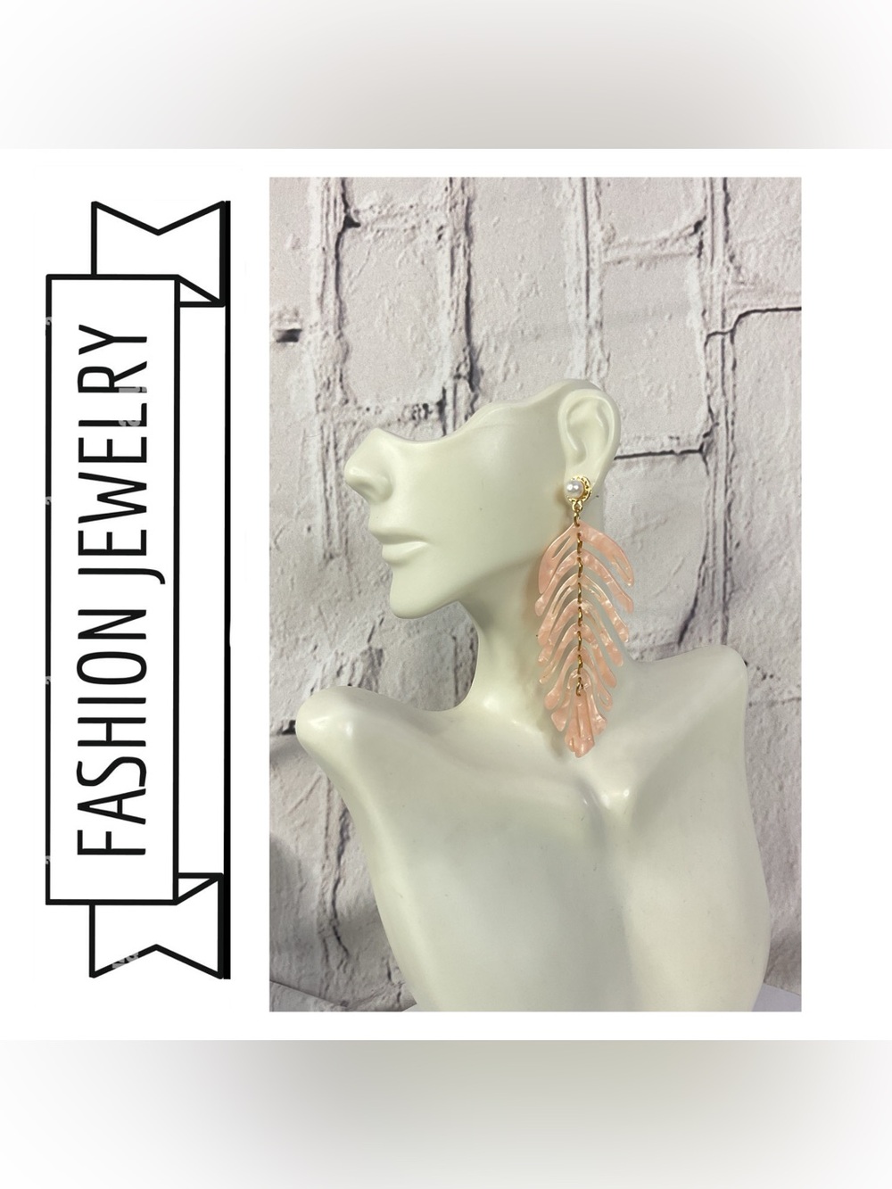 🌟🌟 Blush Leaf Cascade Drop Earrings with Gold Stud
